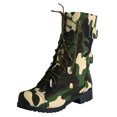 thumbnail image 4 of Dakaela Women's Combat Boots Lace up Chunky Heel Platform Ankle Booties Green Motorcycle Riding Shoes, 4 of 4