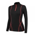 thumbnail image 1 of Chandail à Demi-Glissière pour Femmes, Chandails de Course à Manches Longues, Hauts de Sport Ajustés, Entraînement, 1 of 5