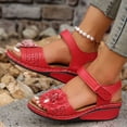 thumbnail image 5 of Latrodar Sandales Compensées pour Femmes Sandales de Randonnée Femmes Fête Confortables Extensibles Sandales à Fleurs Boucle Bout Rond Chaussures d'Été Talon Moyen (2 Pouces-3 Pouces) Moyen Sandales Unies pour Dames Anniversaire, 5 of 5