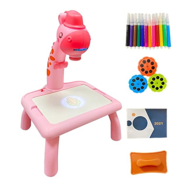 Drawing Table LED Educational Toys Children Painting Board for Kids Pink Giraffe