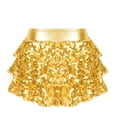 thumbnail image 3 of XUNZOO Girls Sequins Ruffle Layers Culottes Kids Shiny Hip Hop Samba Skirt with Shorts Latin Mini Gold 12, 3 of 9
