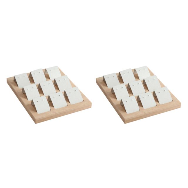 kurtrusly Wood Earring Card Holder w/ Tray Jewelry Display for Accessory 9 Pair White 2Set