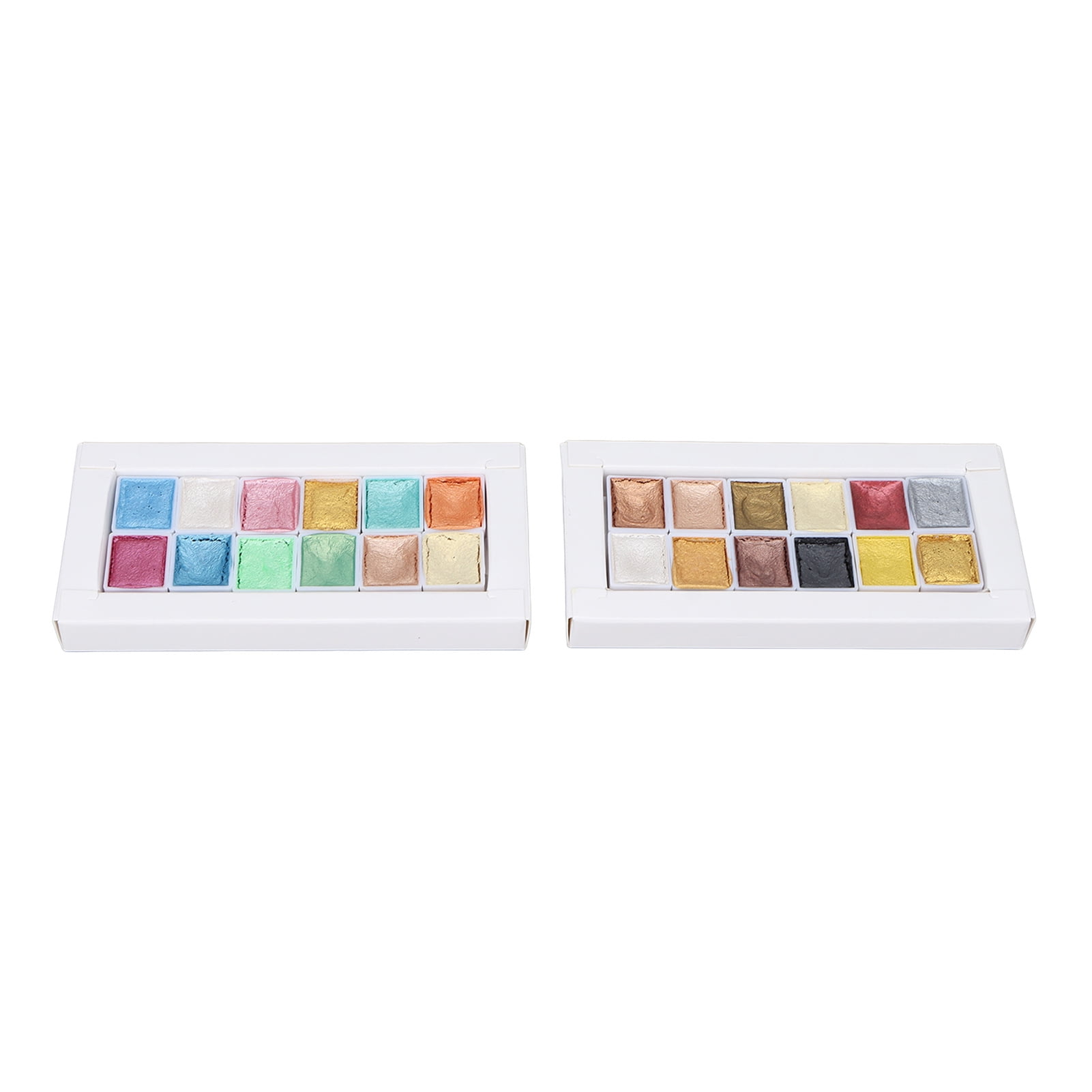 Eujgoov 24 Pièces de Peinture Aquarelle Métallique, Palette d'Aquarelle Macaron, Ensemble de Peintures à l'eau pour étudiants, Enfants Débutants et Plus Encore