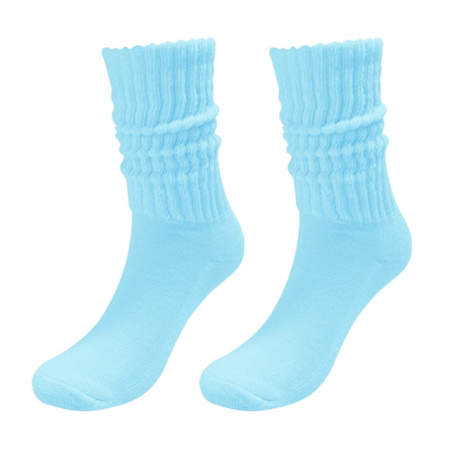 XIAQUJ Socks Solid Color Crew Socks Colorful Lightweight Cotton Socks Stockings Blue One Size