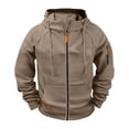 thumbnail image 2 of Men's Solid Color Cargo Hooded Jacket with Multiple Pockets, Raglan Long Sleeve, Breathable Nylon Spandex for Sports Training and Casual Outdoor Wear, 2 of 3