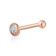thumbnail image 1 of 14k Rose Gold Nose Ring with Simulated Diamond Stud Piercing Body Bezel Set Micro Yellow, 1 of 6