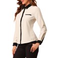 thumbnail image 4 of INSPIRE CHIC Women's Color Block Button Up Long Sleeve Work Shirt Beige 3X-Large, 4 of 7