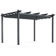 thumbnail image 1 of Gymax Auvent de Pergola Rétractable en Aluminium pour l'Extérieur 10 x 13 Pi Abri Treillis à Vignes Gris, 1 of 10