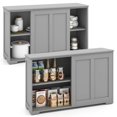thumbnail image 1 of Costway Buffet Bahut Empilable, Ensemble de 2 avec Portes Coulissantes et Tablette Réglable, Gris, 1 of 8