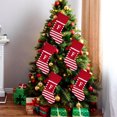 thumbnail image 4 of Fridja Grandes Bas de Noël, Bas de Noël Tricotés à Monogramme Rayé de 19,68 Po avec Pompon pour Cartes de Vœux, Bas Suspendus Rouges pour Foyer de Noël pour Décorations des Fêtes Lettre F, 4 of 5