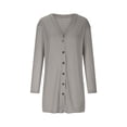 thumbnail image 5 of Lenpel Cardigan pour Femmes Léger à Manches Longues, Col en V, Boutonné, Cardigans Décontractés, Blouses Amples d'Extérieur (Gris, Très Grand), 5 of 5