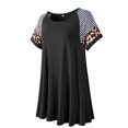 thumbnail image 3 of LARACE Plus Size Tunic Tops for Women Pleated Flowy Short Sleeve Shirts Black 5X, 3 of 5
