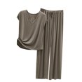 thumbnail image 1 of Yuyuzo Womens Pajama Set 2 Piece Short Sleeve V Neck Top Homewear Drawstring Pants Fall Comfy Pj Sets, 1 of 4