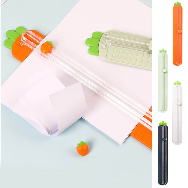 Bowayaoa Cute Carrot Paper Cutting Knife, Bidirectional Photo Cutter, A4 A3 Paper Trimmer, Sharp Metal Blade, Precision Cutting Tool for Students, Office, Craft, Clean Edges