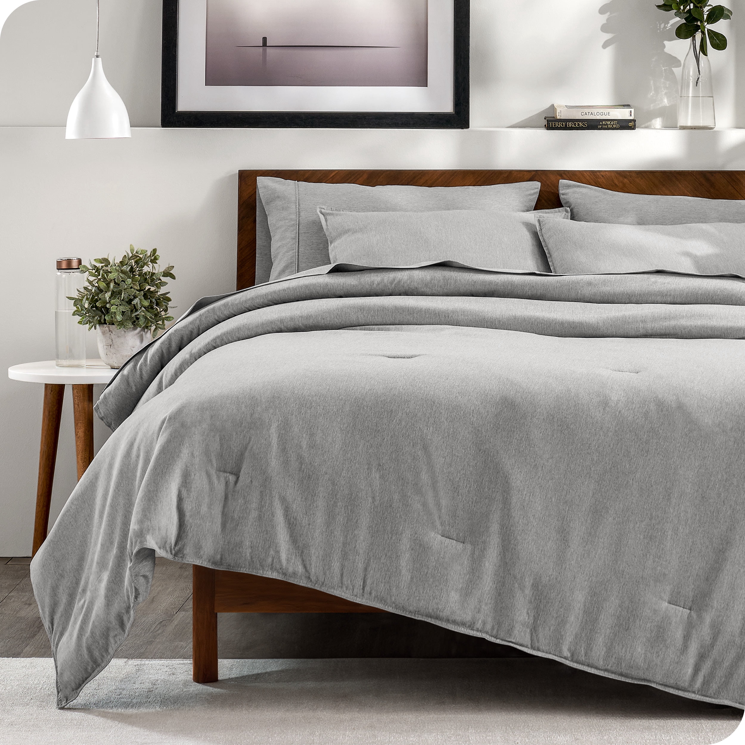 Bare Home 7-Piece Heathered Bed in a Bag, Queen, Heathered Gray
