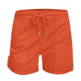 thumbnail image 3 of AherBiu Women's Drawstring High Waisted Button Roll Up Hem Hiking Shorts, Solid Color, 3 of 5