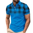 thumbnail image 3 of Sentmoon T-Shirts Grande Taille Coupe Ample Col Rabattu Manches Courtes Extensible Hauts pour Hommes Chic Décontracté Imprimé à Carreaux Tenues de Vacances pour Hommes Actif pour Course et Entraînement au Gym TTG, 3 of 6