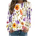 thumbnail image 1 of KIHOUT Chandails Molletonnés pour Femmes en Liquidation, Hauts Blouse à Manches Longues d'Automne et d'Hiver à Col Rond à Imprimé Floral, Coupe Ample, Taille P-2TG, 1 of 5
