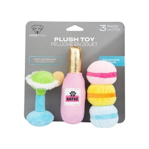 One Paw, Girls Night Set Dog Plush Toy,3 Toys, Push