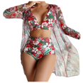 thumbnail image 2 of EGNMCR Bikini Set Women's Printed Bikini Straps Bikini Deep V Split Swimsuit Set Three Piece Swimsuit Set, 2 of 9