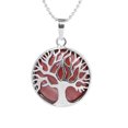 thumbnail image 1 of Natural Round Gem Stone Kabbalah Tree of Life Necklaces Pendants, 1 of 6