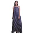 thumbnail image 1 of Bimba Robe de Nuit Imprimée Bleu Marine à Plumes Florales et Anémones pour Femmes Longue à Bretelles Spaghetti Robe Maxi Vêtement de Nuit Robe XXX-Large, 1 of 5