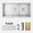 thumbnail image 2 of Stylish Undermount 36" Stainless Steel Double Bowl 60/40 Workstation Kitchen Sink with 7 accs S-636W, 2 of 13