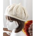 thumbnail image 3 of LinYooLi Women Floral Trendy Beret Elegant Knit Soft Warm Hat Cap for Fall Winter, 3 of 4