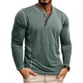 thumbnail image 1 of RXIRUCGD Chemise Décontractée pour Homme à Couleur Unie, Boutonnée, à Col Rond, à Manches Longues, Vert, Taille : 2TG, 1 of 9