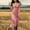 Pink, variant on Lovzfmll Women Round Neck Sleeveless Bodycon Midi Dress, Faux Texture Fringe Hem Front Zipper Dress Black, 2XL