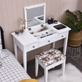 thumbnail image 4 of Costway Vanity Dressing Table Set w/Flip Top Mirror 3 Drawers 7 Compartments Makeup Desk, 4 of 10