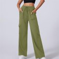 thumbnail image 2 of LLYwey on Sale Clearance Womens Sweatpants Joggers Ladies New Straight Tube Solid Color Multi Pocket High Waisted Drawstring Work Sweatpants Pants New Full Length Pants Regular Fitted Green XL, 2 of 8