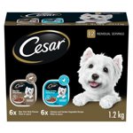 Cesar Filets adultes dans la sauce poulet & Légumes de jardin, New York Strip Flavor Variety Pack Soft Wet Dog Food 1.2kg