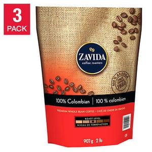 Zavida® - 100% Coffee de haricots colombiens entiers 3 x 907 g Sacs