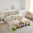 thumbnail image 3 of Erosebridal Happy Easter Bedding Queen Comforter Set for Boys Girls, Rabbit Colorful Eggs Down Comforter, Reversible 3 Pieces, 3 of 8