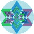 thumbnail image 1 of Ahgly Company Tapis d'Intérieur Ronds Transitionnels Bleus Lavables à la Machine, 3 Pieds Rond, 1 of 7