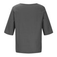 thumbnail image 5 of Pompotops Femmes Manches 1/2 Décontracté Col Rond Imprimé Ample Tunique à Boutons Chemise Blouse Hauts Liquidation, 5 of 5