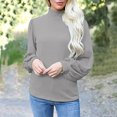 thumbnail image 2 of KIHOUT Spring Winter Womens Tops Blouse Long Sleeve High Collared T-shirts Solid Color Casual Loose Sweatshirt Tops, 2 of 7