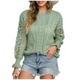 thumbnail image 1 of Yuyuzo Chandails Boho pour Femmes à Oeillets, Manches Longues, Col Ras du Cou, Chandail, Hauts, Tricot Uni, 1 of 6