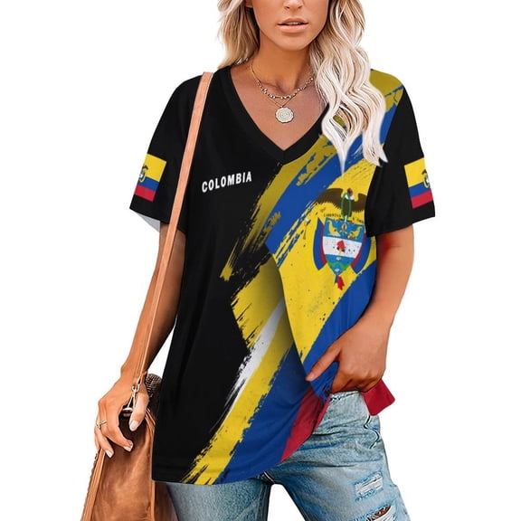 Chandail de Soccer pour Femmes Colombie 2026 pour Fans de Soccer avec Drapeau de Nation Chandail Personnalisé
