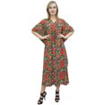 thumbnail image 2 of Bimba Robe Caftan Longue Maxi à Fleurs pour Femme Gris Foncé Couvre-Maillot en Coton-24, 2 of 7