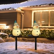 ZZkhGO Solar Christmas Ground Lights, Santa Claus Resin Garden Decor for Patio, Waterproof Outdoor Lighting for Lawn, Holiday Landscape Lights