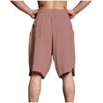 thumbnail image 4 of Diufon Men's Athletic Shorts Cotton Linen Drawstring Waisted Outdoor Sport Shorts Spring Summer Shorts with Pockets, 4 of 6