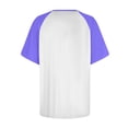 thumbnail image 4 of Womens Summer Raglan T-Shirts Color Block Plus Size Baseball Tees Casual Short Sleeve Loose Pullover Purple, 5XL, 4 of 5