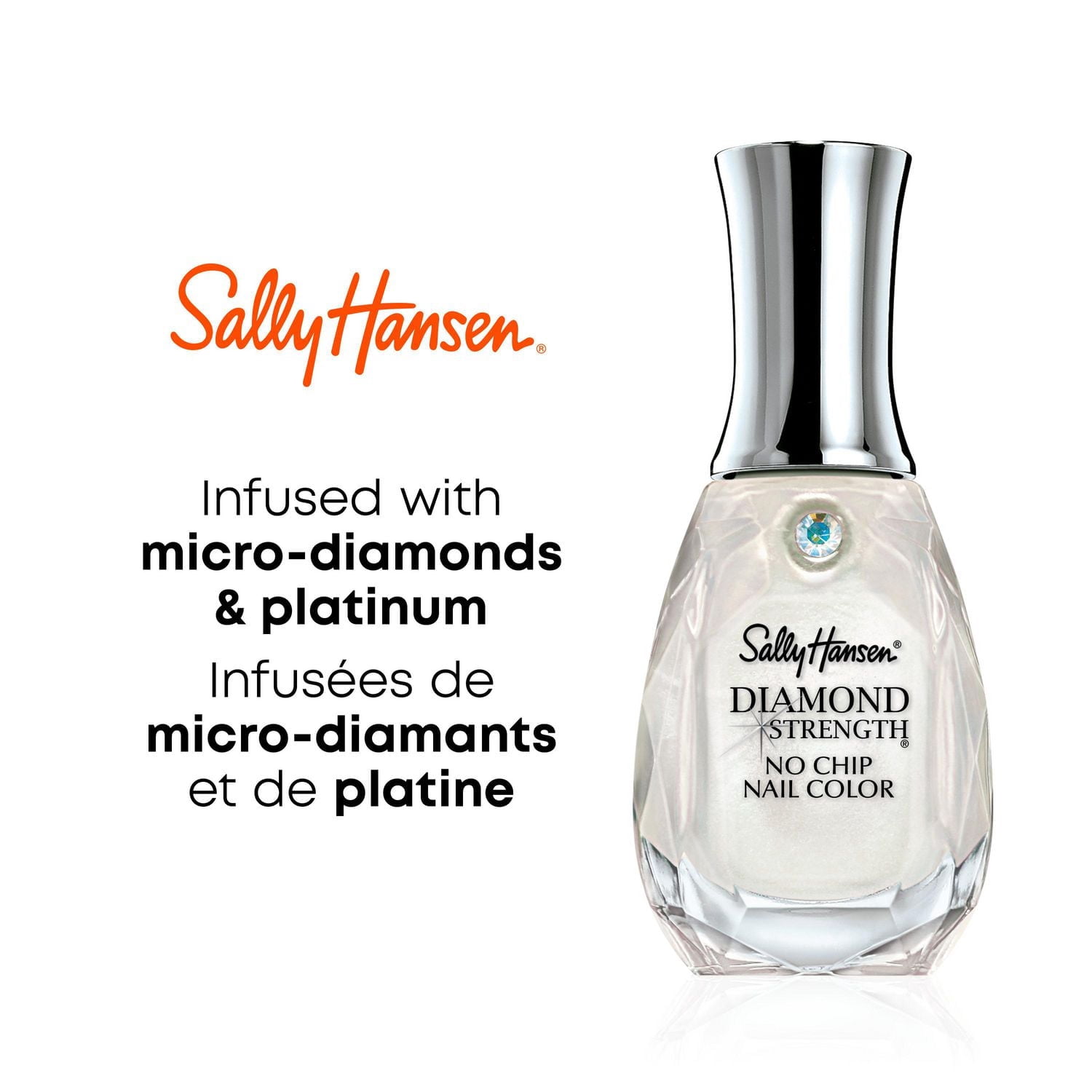 Sally Hansen Vernis à ongles Diamond Strength®, infusé de véritables microdiamants & platine, 10 jours de protection contre les cassures & fissures
