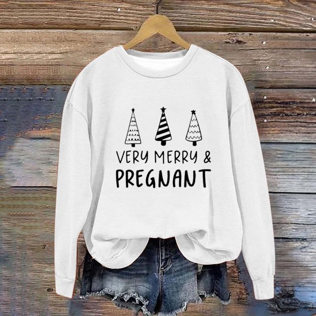 EGNMCR Chandail en Molleton de Noël pour Femmes Col Rond Imprimé Ample Chandail à Manches Longues Sans Capuche