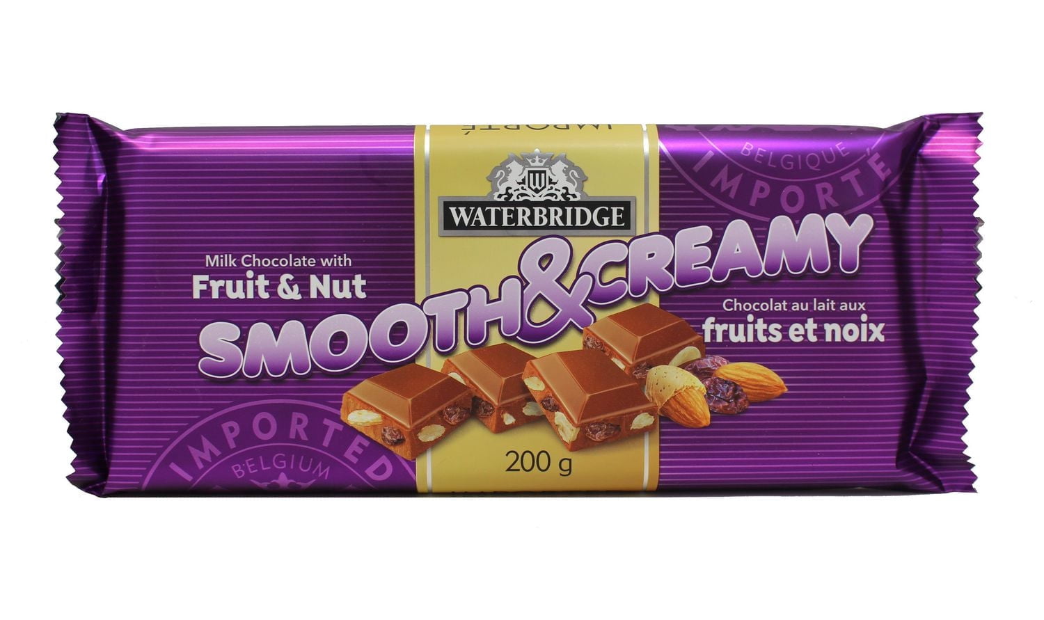Barre de chocolat au lait Smooth and Creamy de Waterbridge aux fruits et noix