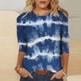 thumbnail image 2 of Pompotops Mode Femme T-shirt Imprimé Mi-Longueur Manches 3/4 Blouse Col Rond Hauts Décontractés Liquidation, 2 of 4