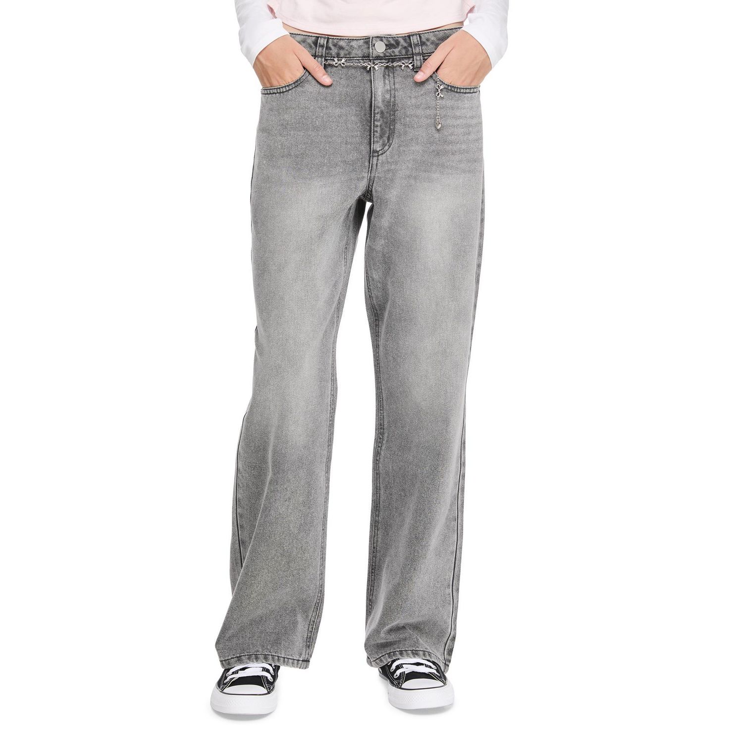 My Sister's Closet Girls' Bow Belted Wide Leg Jean