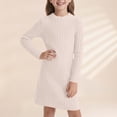 thumbnail image 2 of HXWCHs Robe à Étages Filles Coupe Ajustée Robe Moulante Hiver Chaude Extensible Col Roulé Manches Longues Tenue Décontractée pour Tout-Petits et Enfants avec Beige Doux 9-10 Ans, 2 of 5